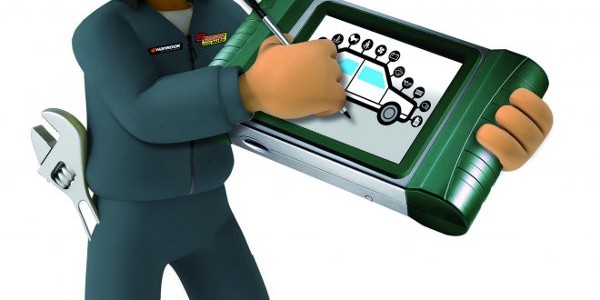 Reifenpflege: Confortauto-Maskottchen mit Werkzeug.